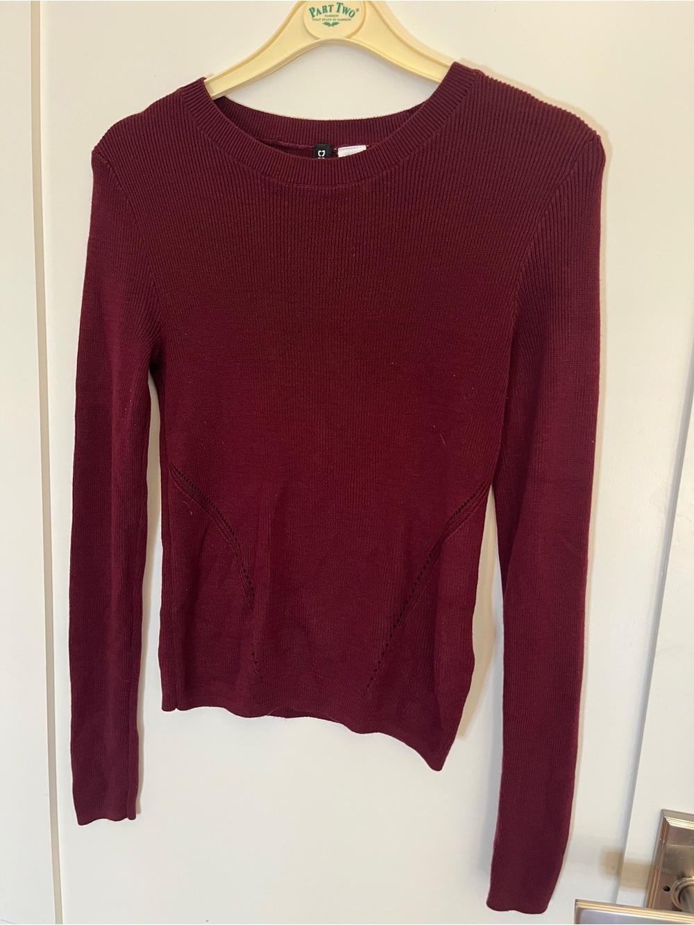 H&M Burgundy Ribbed Long Sleeve Sweater. Women's Size Small.